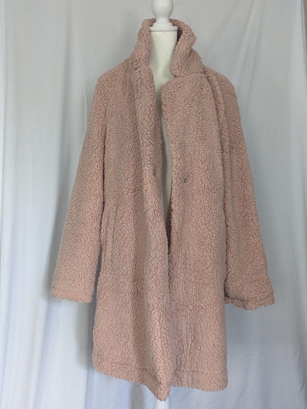 NWT Love Tree Teddy Bear Faux Fur Coat in Dusty Pink Size L